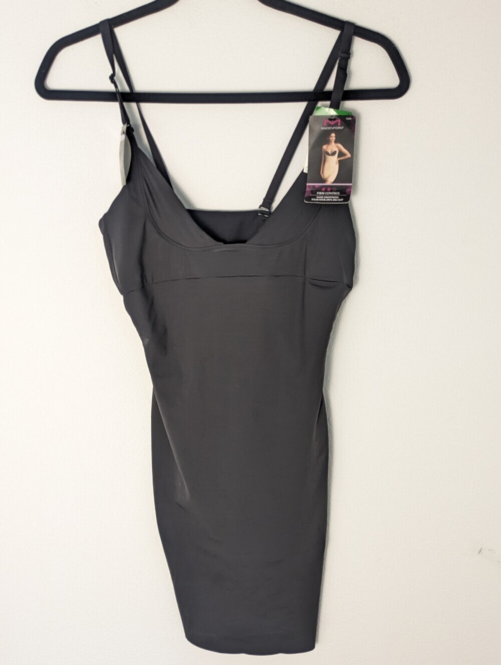 Nwt maidenform firm control shaper wear Own bra slip black Built In Panty  sz L